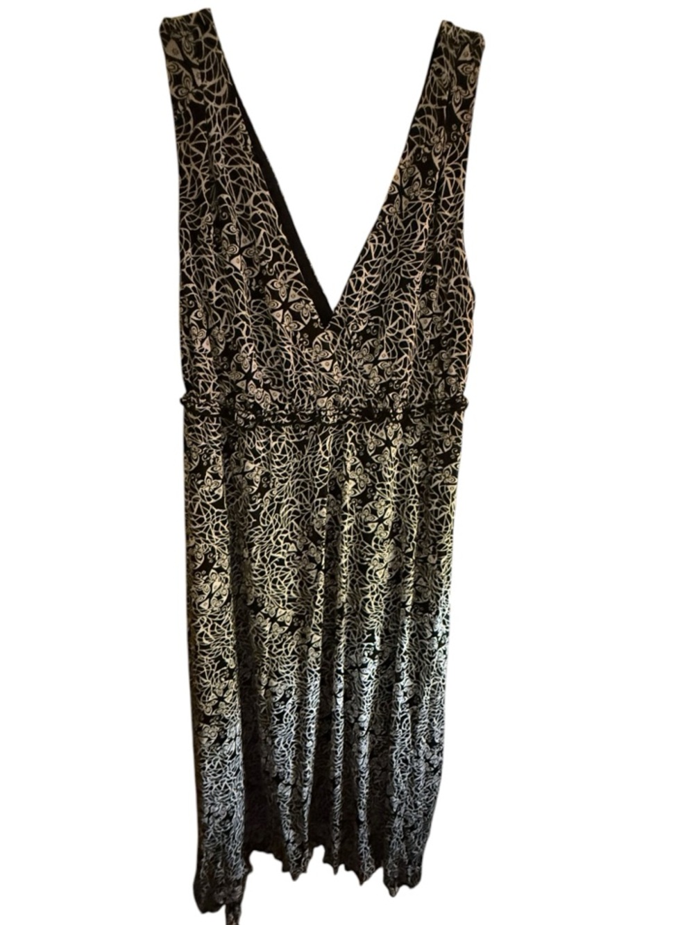 Style & Co Black White Floral Paisley Dress NWT Size Large Sleeveless V-Neck